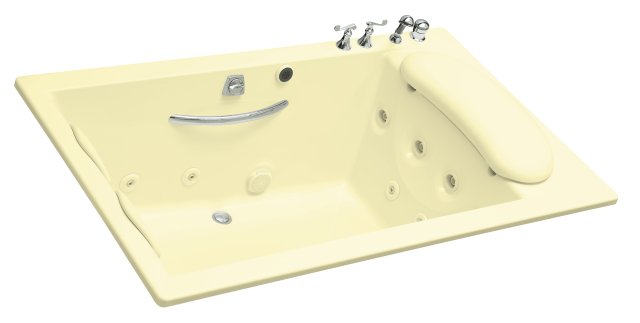 Kohler K-1360-H3 RiverBath(R) quadrangle whirlpool with integral fill and hot/cold valves less chromatherapy