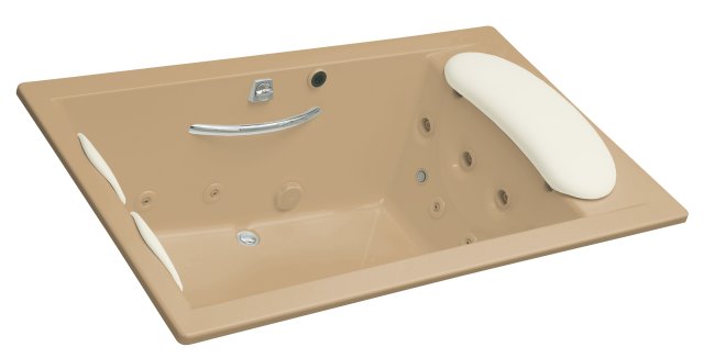 Kohler K-1365-H2 RiverBath(R) quadrangle whirlpool with chromatherapy less connected integral fill and faucet valves