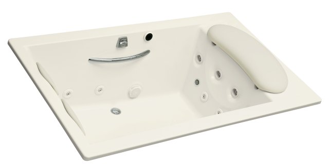 Kohler K-1365-F2 RiverBath(R) quadrangle whirlpool with chromatherapy and four-sided integral flange for tile-in installation