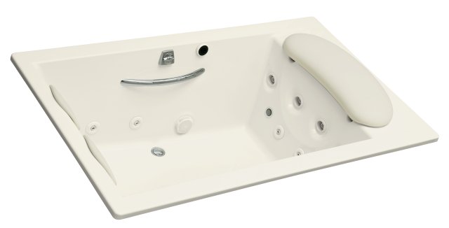 Kohler K-1365-H2-52 RiverBath(R) quadrangle whirlpool with chromatherapy less connected integral fill and faucet valves  Navy; Discontinued Product