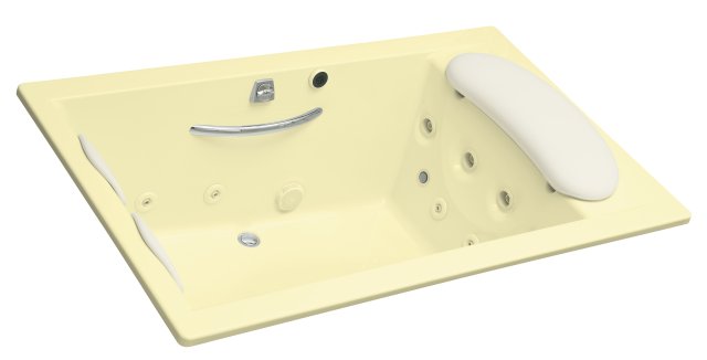 Kohler K-1365-H2-Y2 RiverBath(R) quadrangle whirlpool with chromatherapy less connected integral fill and faucet valves  Sunlight; Discontinued Product