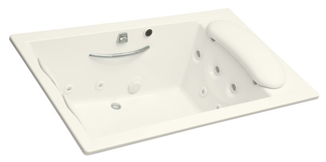 Kohler K-1365-H3 RiverBath(R) quadrangle whirlpool less chromatherapy and connected integral fill and faucet valves