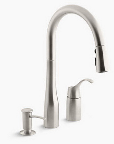 Kohler K-R648 Simplice(TM) pulldown kitchen sink faucet with soap dispenser