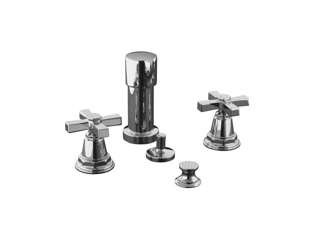 Kohler K-13142-3A-CP; Pinstripe (R) Pure bidet faucet with cross handles; in Polished Chrome; Discontinued Product