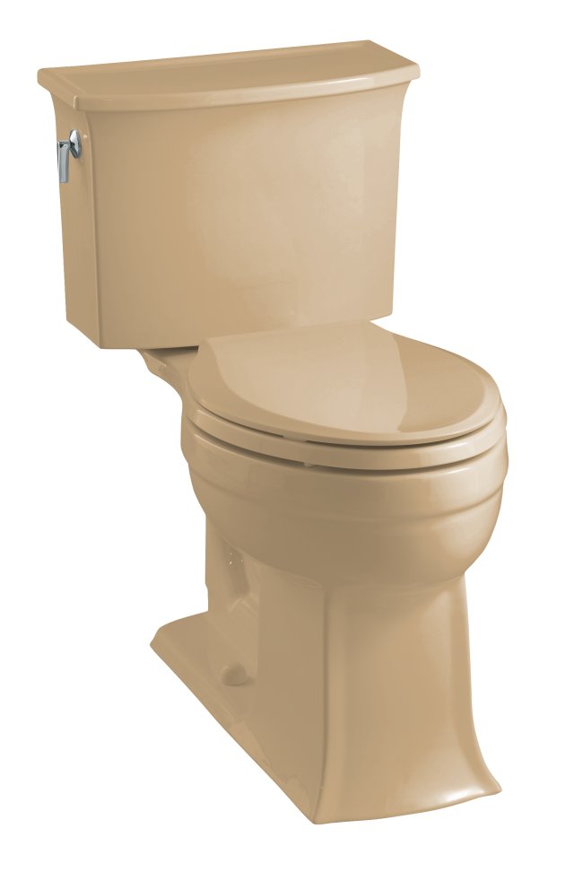 Kohler K-3517-33; Archer (TM) Comfort Height (R) elongated toilet with left-hand trip lever, less seat; in Mexican Sand; Discontinued Product