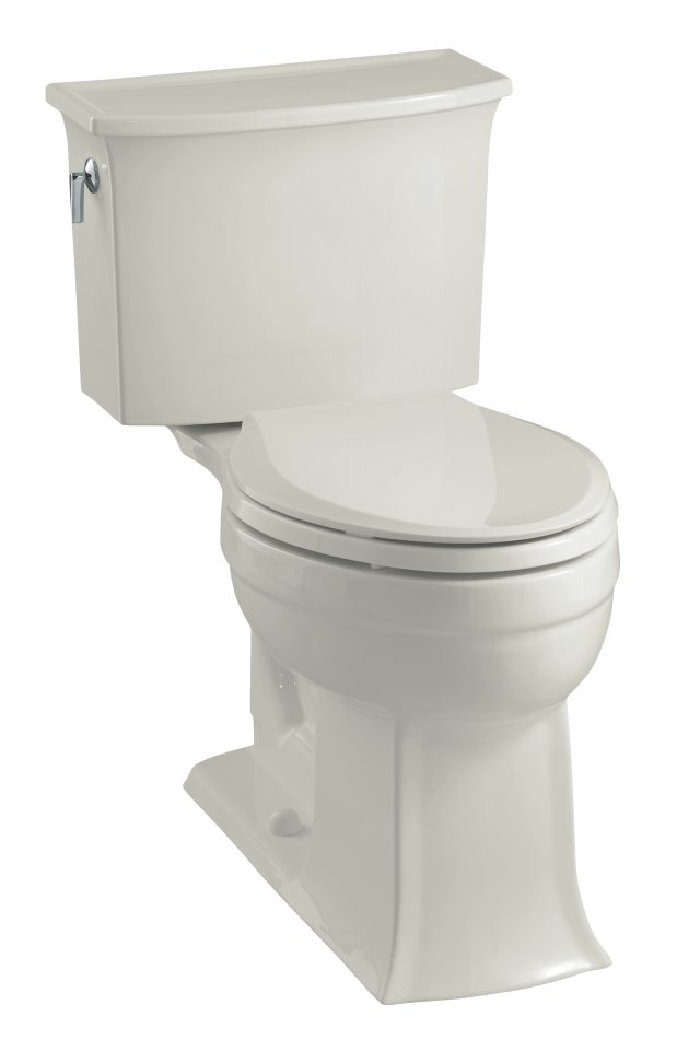 Kohler K-3517-95; Archer (TM) Comfort Height (R) elongated toilet with left-hand trip lever, less seat; in Ice Grey; Discontinued Product