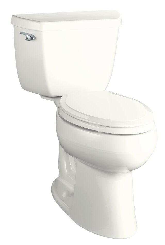 Kohler K-3658-0; Highline (R); Classic Comfort Height (R) two-piece elongated 1.28 gpf toilet with Class Five (R); flush technology and left-hand trip lever; in White