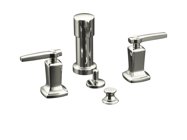 Kohler K-16238-4-SN; Margaux (R) bidet faucet with lever handles; in Vibrant Polished Nickel