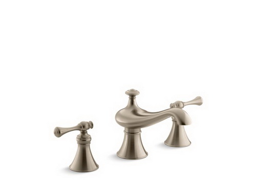Kohler K-T16122-4A-BV; Revival (R) bath-mount high-flow bath faucet trim with traditional handles valve not included; in Vibrant Brushed Bronze; Discontinued Product