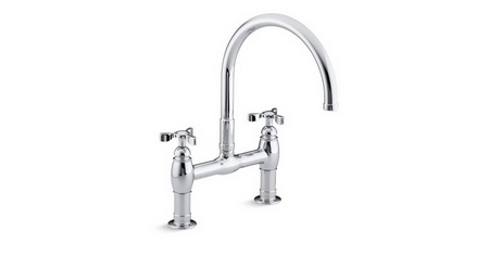 Kohler K-6130-3 Parq(R) deck-mount kitchen bridge faucet
