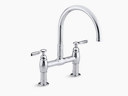 Kohler K-6130-4 Parq(R) deck-mount kitchen bridge faucet