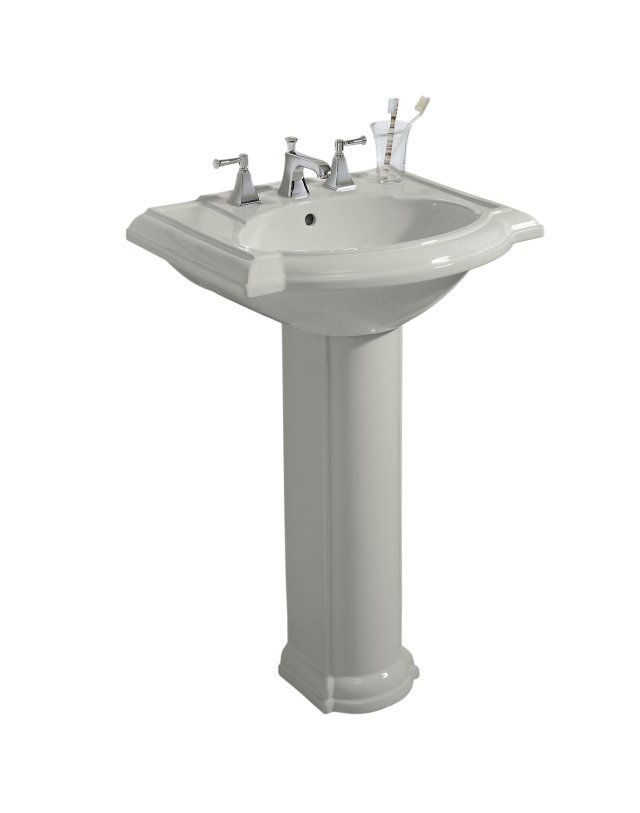 Kohler K-2286-1-95; Devonshire (R) pedestal lavatory with single-hole faucet drilling; in Ice Grey
