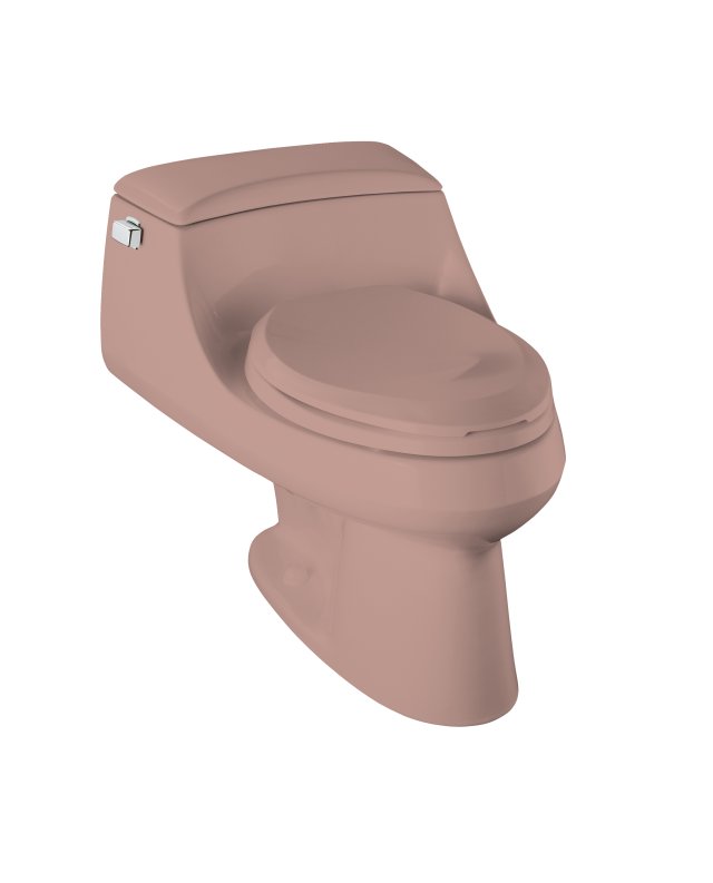 Kohler K-3466-45; San Raphael (TM) one-piece elongated toilet with concealed trapway and French Curve (R) toilet seat; in Wild Rose; Discontinued Product