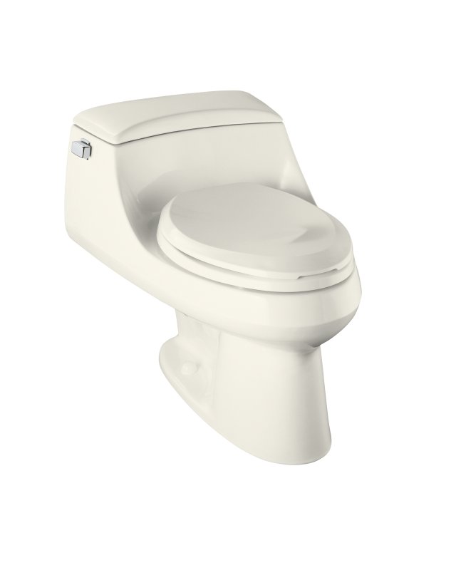 Kohler K-3466 San Raphael(TM) one-piece elongated toilet with concealed trapway French Curve(R) Quiet-Close(TM) toilet seat with Quick-Release(TM) functionality and left-hand trip lever