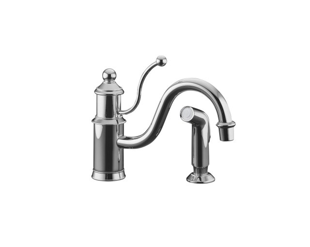Kohler K-169 Antique(TM) single-control kitchen sink faucet with color-matched sidespray
