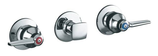 Kohler K-T7751-4 Triton(R) three-handle wall-mount valve trim with lever handles valve not included