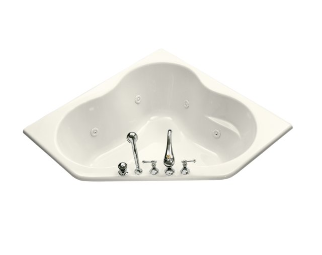 Kohler K-1154-F-96; 5454 Corner whirlpool with flange; in Biscuit; Discontinued Product
