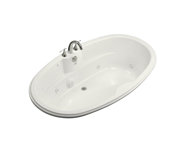 Kohler K-1148-HH-0; 7242 Oval whirlpool with custom pump location and heater; in White; Discontinued Product