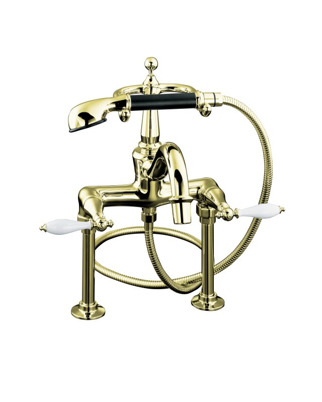 Kohler K-331-4P Finial(R) Traditional bath faucet with handshower diverter spout and lever handles