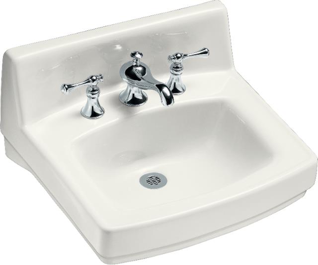 Kohler K-2030-R Greenwich(TM) wall-mount lavatory with 8"" centers and soap/lotion dispenser drilling on right