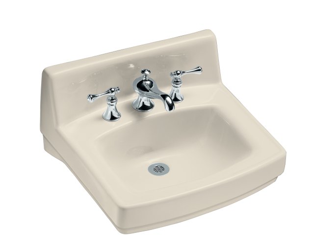 Kohler K-2030-L Greenwich(TM) wall-mount lavatory with 8"" centers and soap/lotion dispenser drilling on left