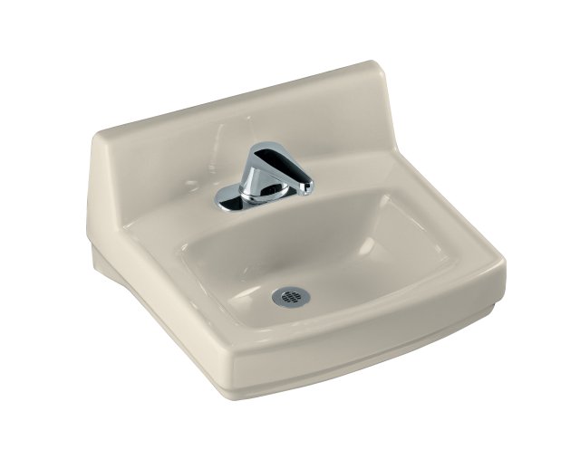Kohler K-2032-L Greenwich(TM) wall-mount lavatory with 4"" centers and soap/lotion dispenser drilling on left