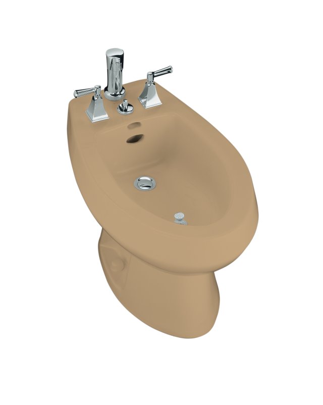 Kohler K-4854-33; San Tropez (R) bidet plumbed for vertical spray bidet faucet; in Mexican Sand; Discontinued Product