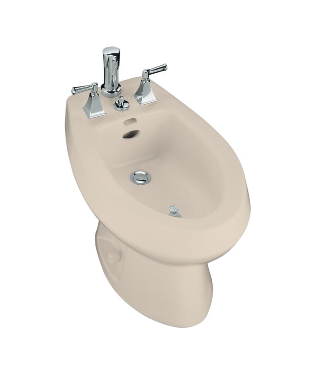 Kohler K-4854-55; San Tropez (R) bidet, plumbed for vertical spray bidet faucet; in Innocent Blush; Discontinued Product