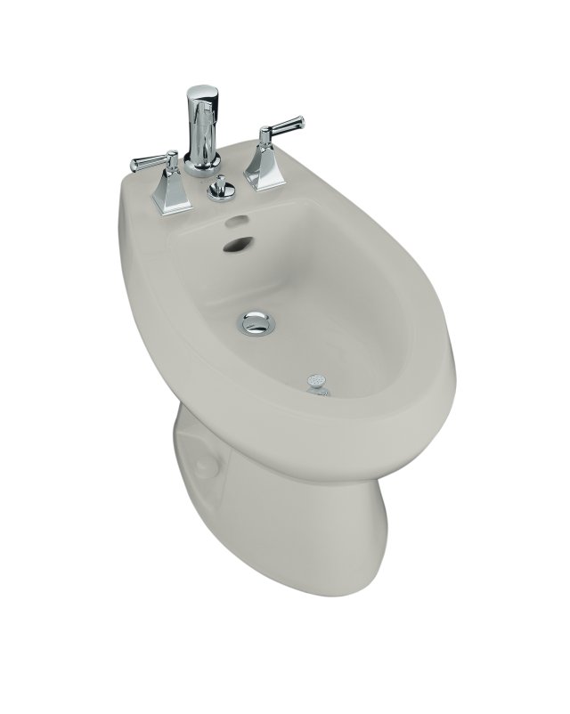 Kohler K-4854-95; San Tropez (R) bidet plumbed for vertical spray bidet faucet; in Ice Grey; Discontinued Product