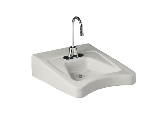 Kohler K-12636-R Morningside(TM) wheelchair lavatory with 4"" centers and soap dispenser drilling on right