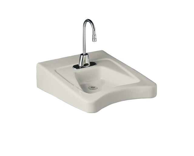 Kohler K-12636-L Morningside(TM) wheelchair lavatory with 4"" centers and soap dispenser drilling on left