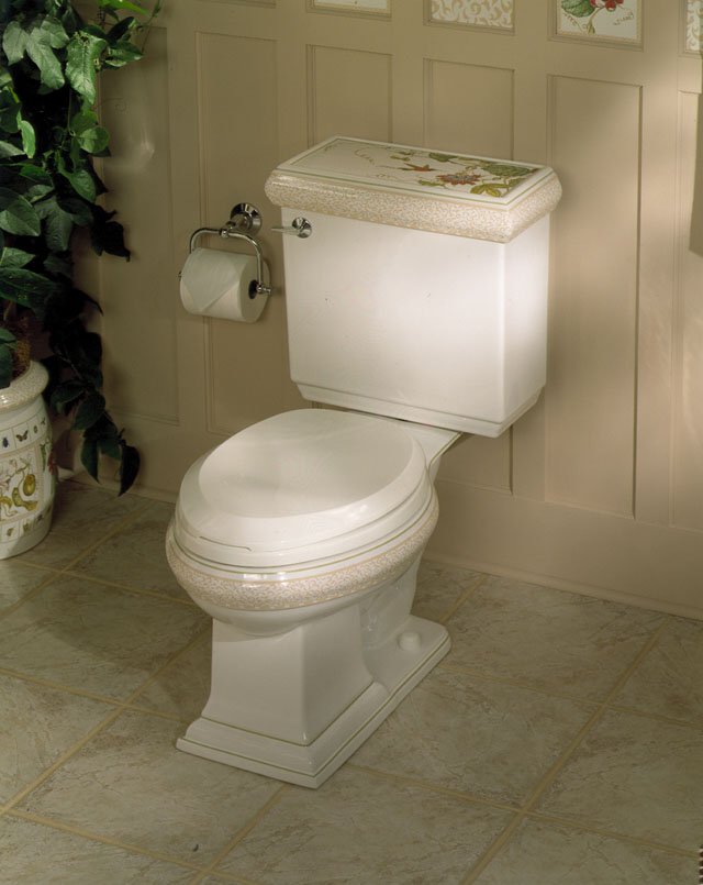 Kohler K-14231-TC Crimson Topaz design on Memoirs(R) two-piece elongated toilet with Classic design includes seat