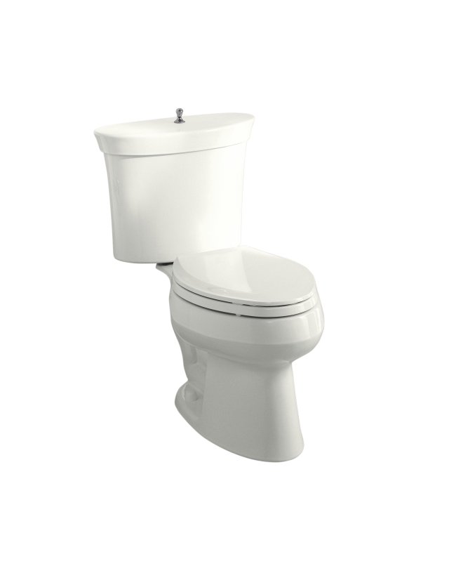 Kohler K-3444 Serif(R) elongated toilet with Polished Chrome trip lever less seat and supply