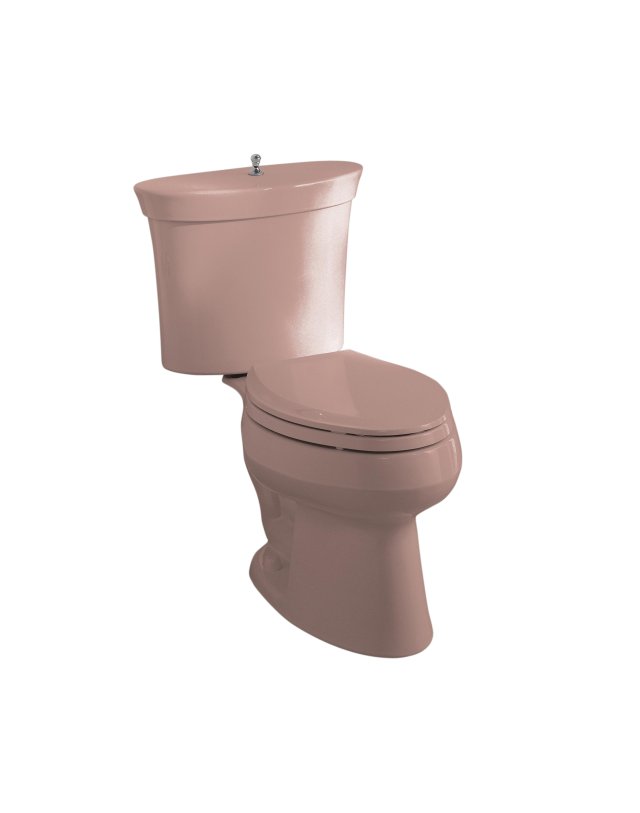 Kohler K-3444-45 Serif(R) elongated toilet with Polished Chrome trip lever less seat and supply  Wild Rose; Discontinued Product