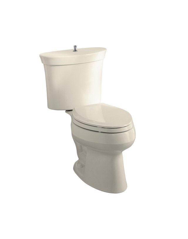 Kohler K-3444-47 Serif(R) elongated toilet with Polished Chrome trip lever less seat and supply; Discontinued Product