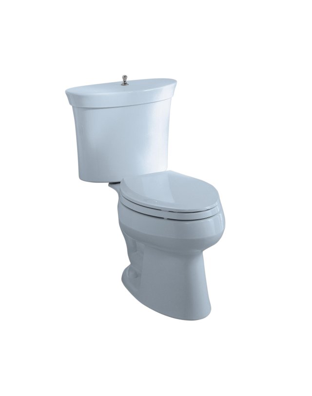Kohler K-3461 Serif(R) round-front toilet with Polished Chrome trip lever less seat and supply