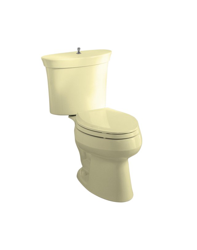 Kohler K-3444-Y2 Serif(R) elongated toilet with Polished Chrome trip lever less seat and supply  Sunlight; Discontinued Product