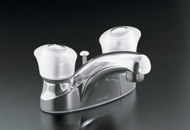 Kohler K-P15241-7D Coralais(R) centerset lavatory faucet with sculptured acrylic handle and plastic drain