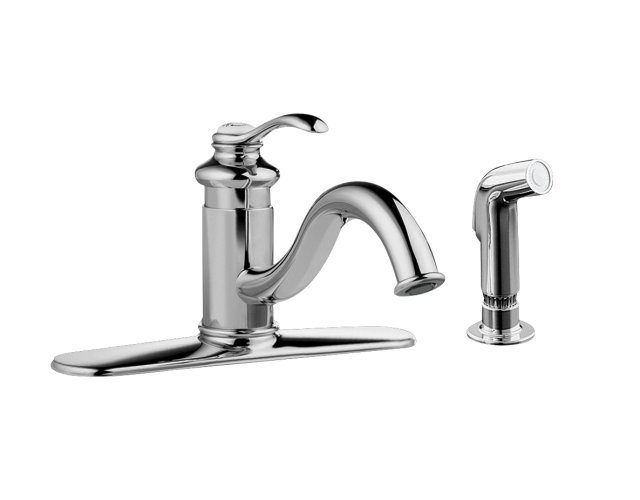 Kohler K-12172 Fairfax(R) single-control kitchen sink faucet with escutcheon and sidespray