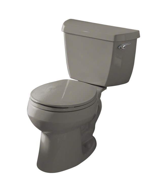 Kohler K-3433-UR Wellworth(R) round-front toilet with right-hand trip lever and Insuliner(R) tank liner less seat