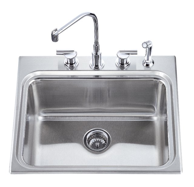Kohler K-3208-3 Ballad self-rimming utility sink with three-hole faucet punching and 12"" deep basin