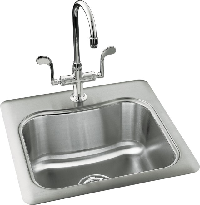 Kohler K-3363-3 Staccato(TM) single-basin self-rimming entertainment kitchen sink with three-hole faucet punching