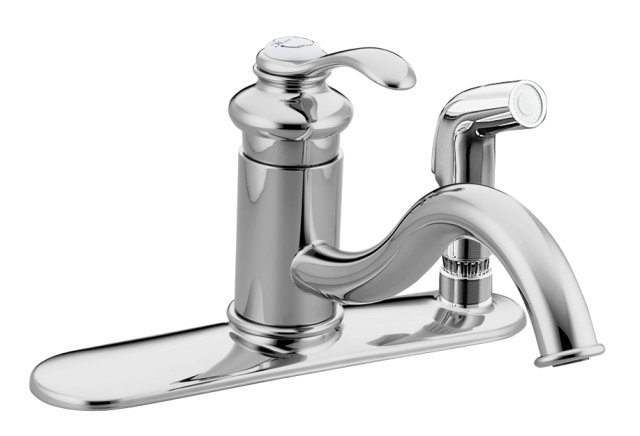 Kohler K-12173 Fairfax(R) single-control kitchen sink faucet with sidespray in escutcheon