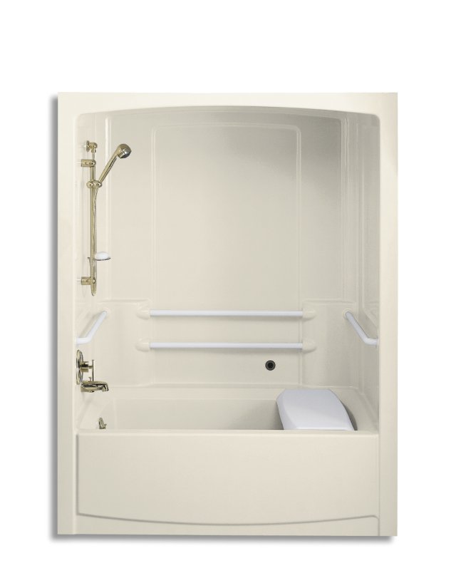 Kohler K-12105-P Freewill(R) whirlpool and shower module with polished stainless steel grab bars and left-hand drain less trim kit