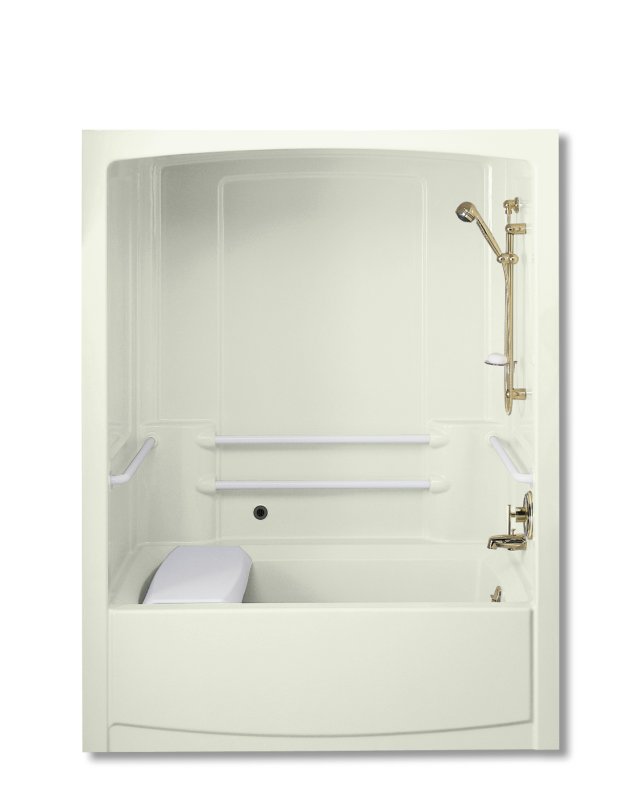 Kohler K-12106-N Freewill(R) whirlpool and shower module with nylon grab bars and right-hand drain less trim kit