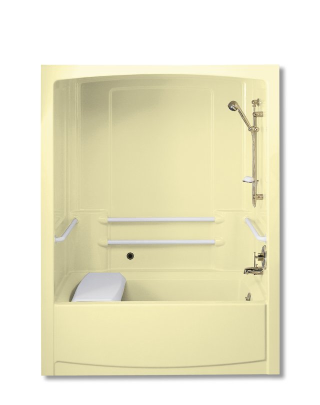 Kohler K-12106-P Freewill(R) whirlpool and shower module with polished stainless steel grab bars and right-hand drain less trim kit
