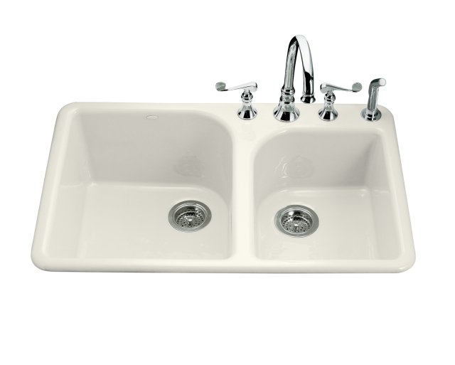 Kohler K-5932-4-FT; Executive Chef (TM) self-rimming kitchen sink with four-hole faucet drilling; in Basalt; Discontinued Product