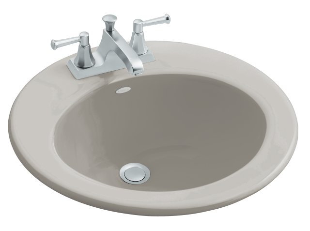 Kohler K-2917-4L Radiant(TM) self-rimming lavatory with 4"" centers and left-hand soap/lotion dispenser hole drilling
