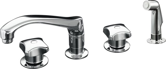 Kohler K-7765-K Triton(R) kitchen sink faucet with sidespray requires handles