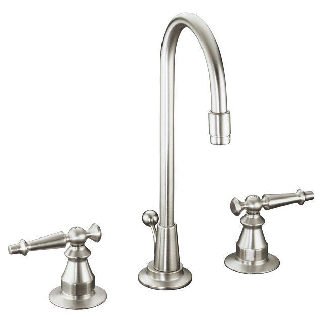 Kohler K-116-4 Antique(TM) widespread lavatory faucet with High Country(TM) swing spout and lever handles
